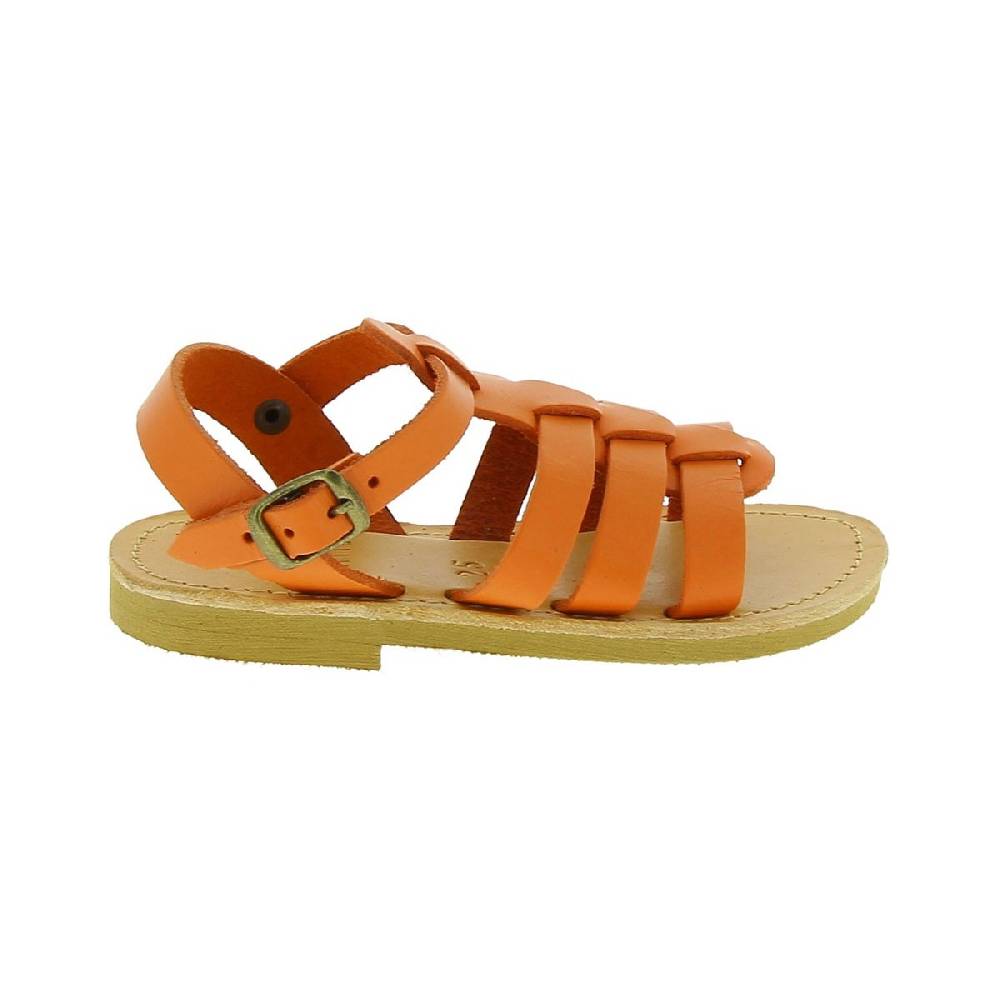 Lartigiano Del Cuoio Sandalo da bambino in pelle di vitello arancione chiusura con fibbia Shopping Online