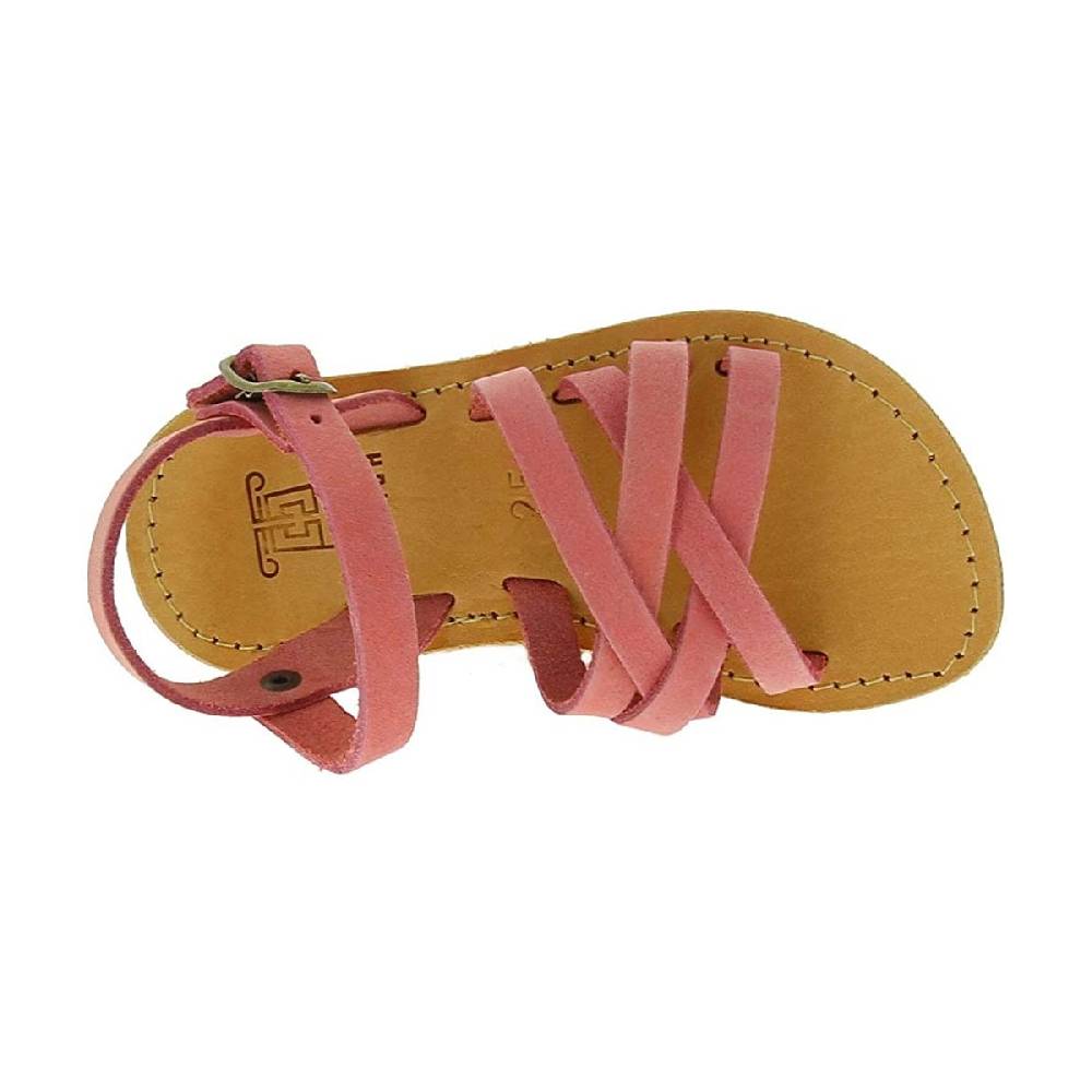 Lartigiano Del Cuoio Sandali intrecciati da bambina in pelle nubuck rosa chiaro chiusura con fibbia Sottocosto