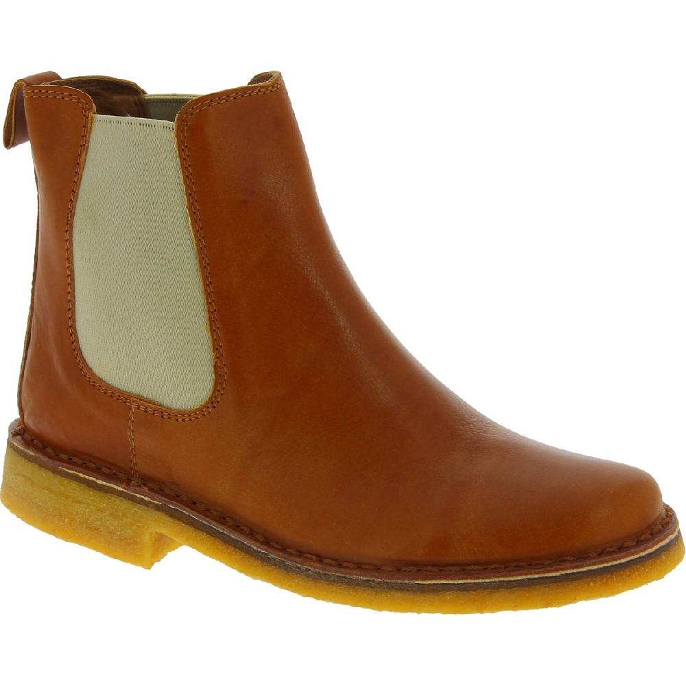 Lartigiano Del Cuoio Stivaletti chelsea donna in pelle marrone e suola in para artigianali