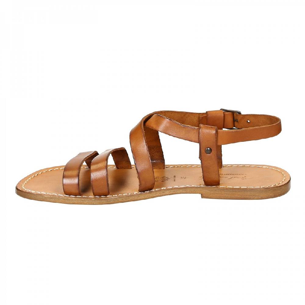 Lartigiano Del Cuoio Sandali francescani uomo fatti a mano in pelle color cuoio antico In Saldo