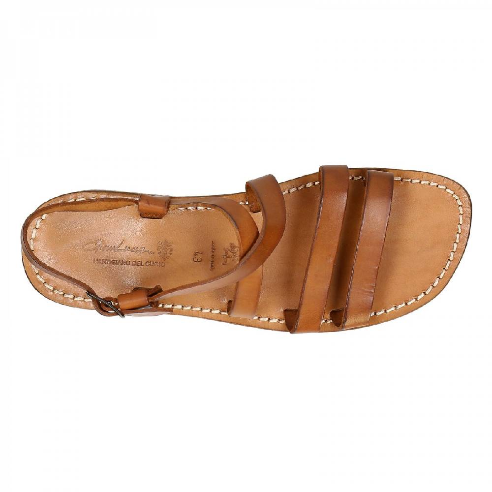 Lartigiano Del Cuoio Sandali francescani uomo fatti a mano in pelle color cuoio antico In Saldo