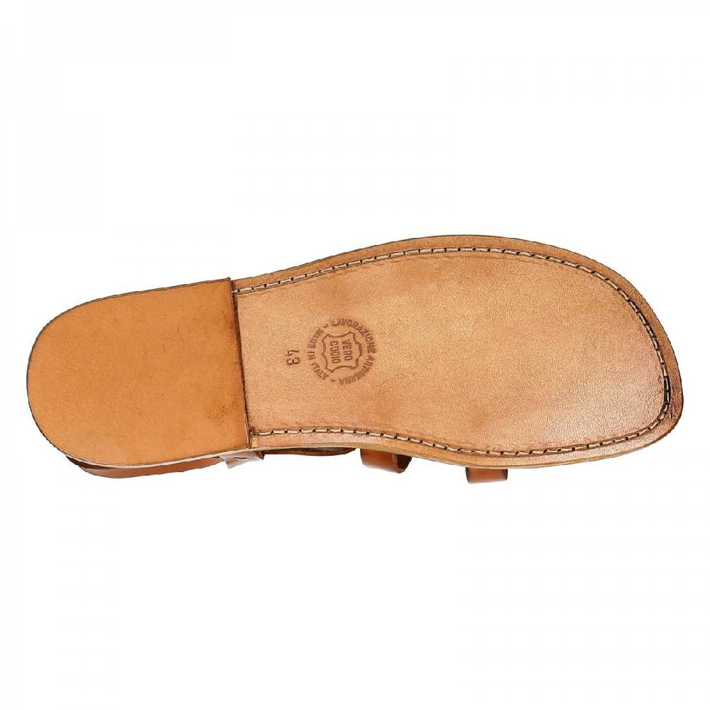 Lartigiano Del Cuoio Sandali francescani uomo fatti a mano in pelle color cuoio antico In Saldo