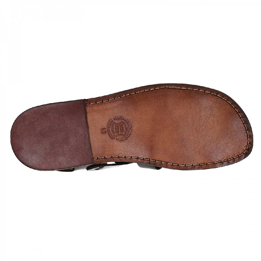 Lartigiano Del Cuoio Sandali francescani uomo fatti a mano in pelle color testa di moro Hotsell