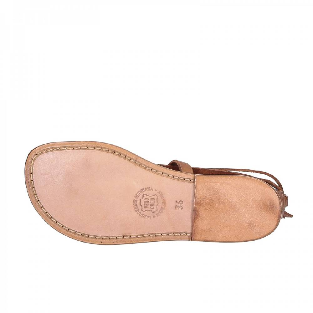Lartigiano Del Cuoio Sandali alla schiava artigianali in pelle color cuoio In Linea