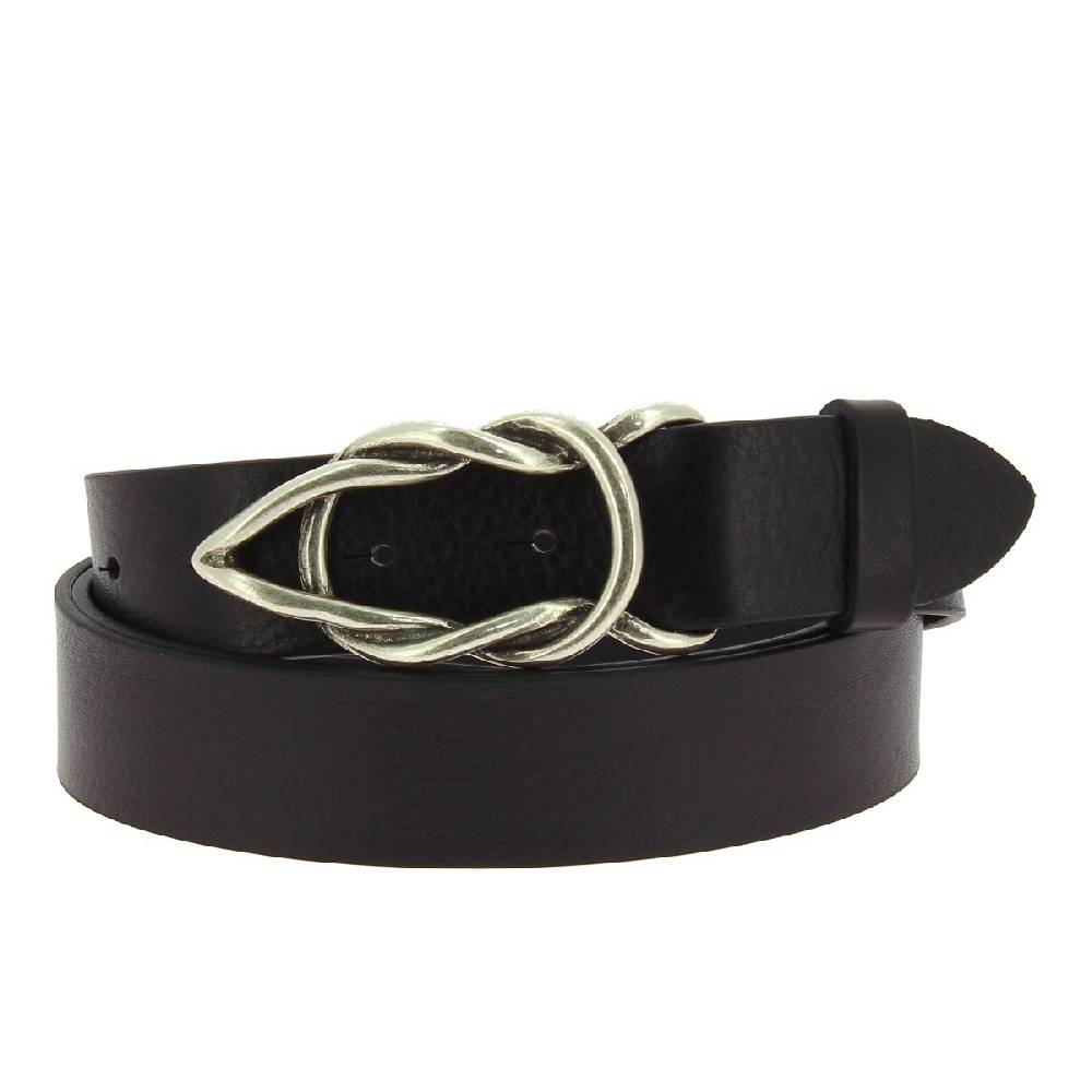 Lartigiano Del Cuoio Cintura donna artigianale in pelle nera con fibbia casual in metallo