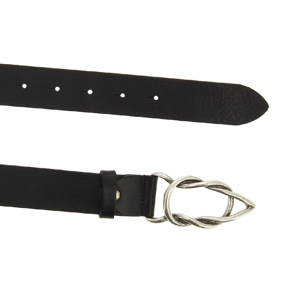 Lartigiano Del Cuoio Cintura donna artigianale in pelle nera con fibbia casual in metallo Prezzo Ridotto