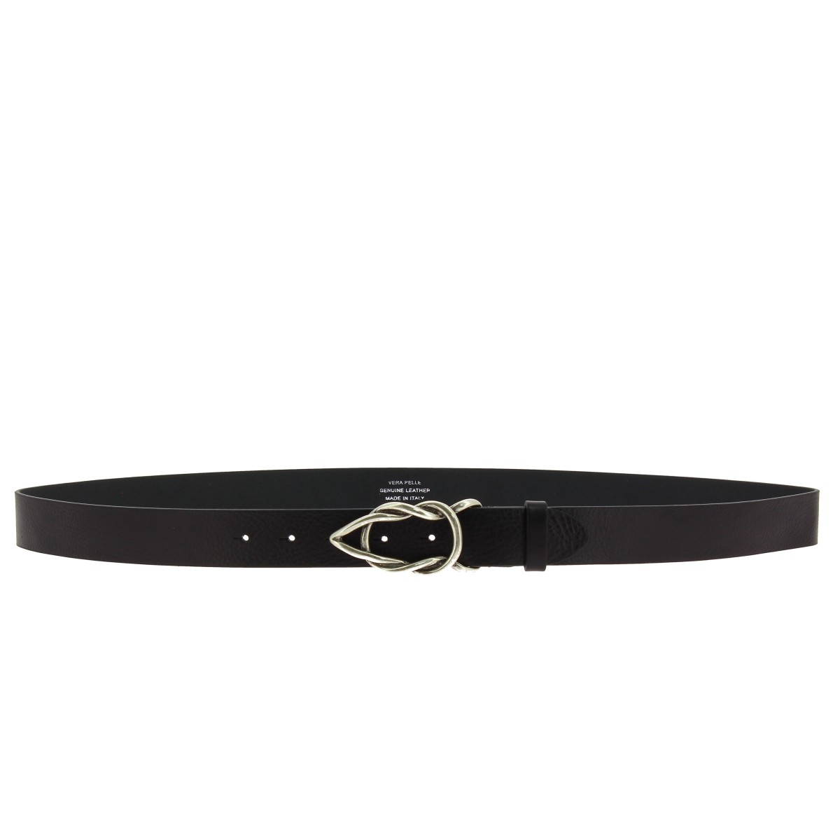 Lartigiano Del Cuoio Cintura donna artigianale in pelle nera con fibbia casual in metallo Prezzo Ridotto
