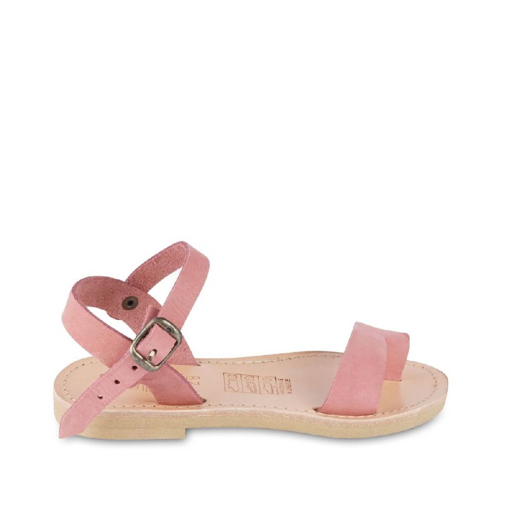 Lartigiano Del Cuoio Sandali infradito da bambina in pelle nubuk rosa chiusura con fibbia Sconto