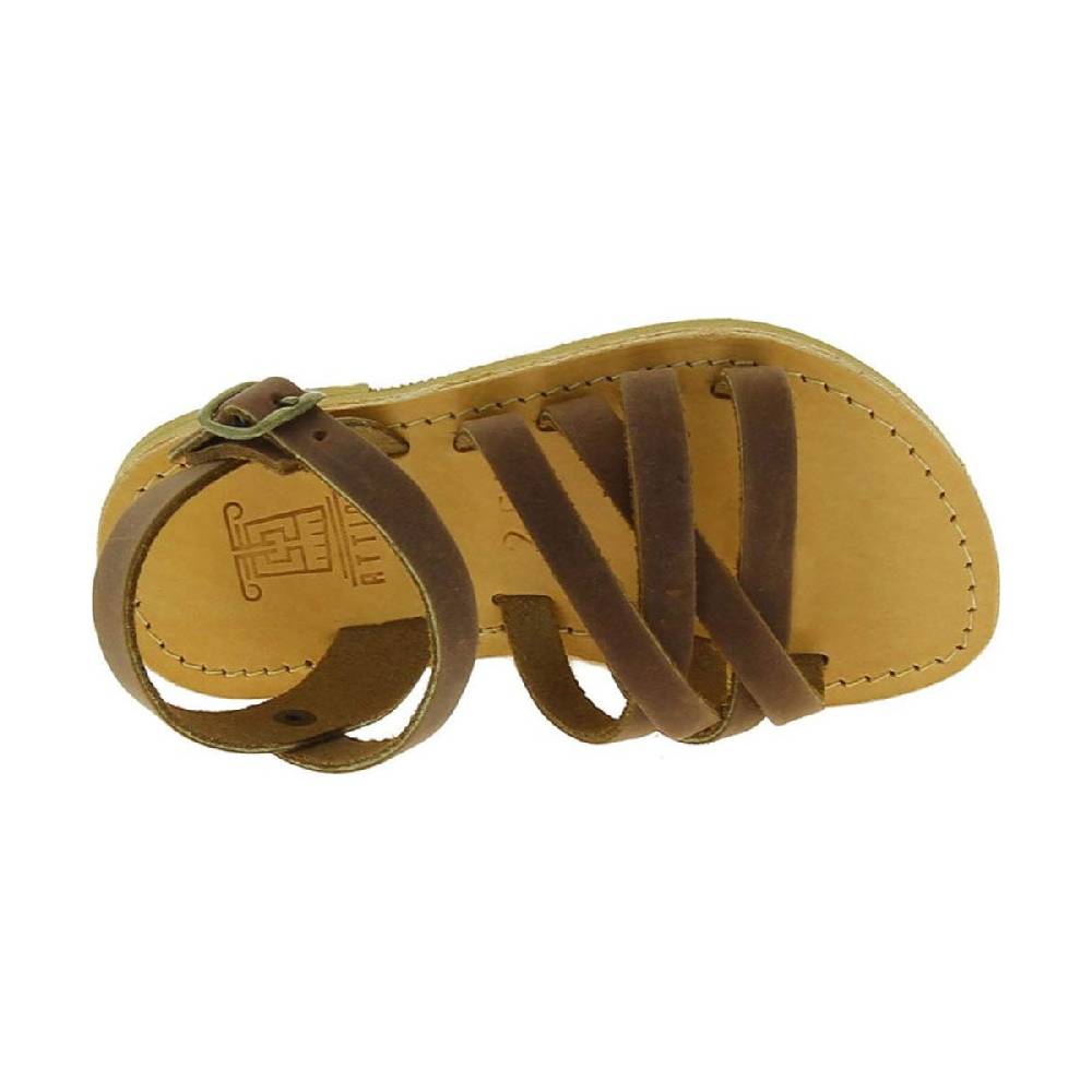Lartigiano Del Cuoio Sandali intrecciati gladiatore da bambino in pelle nubuck marrone chiusura con fibbia Outlet