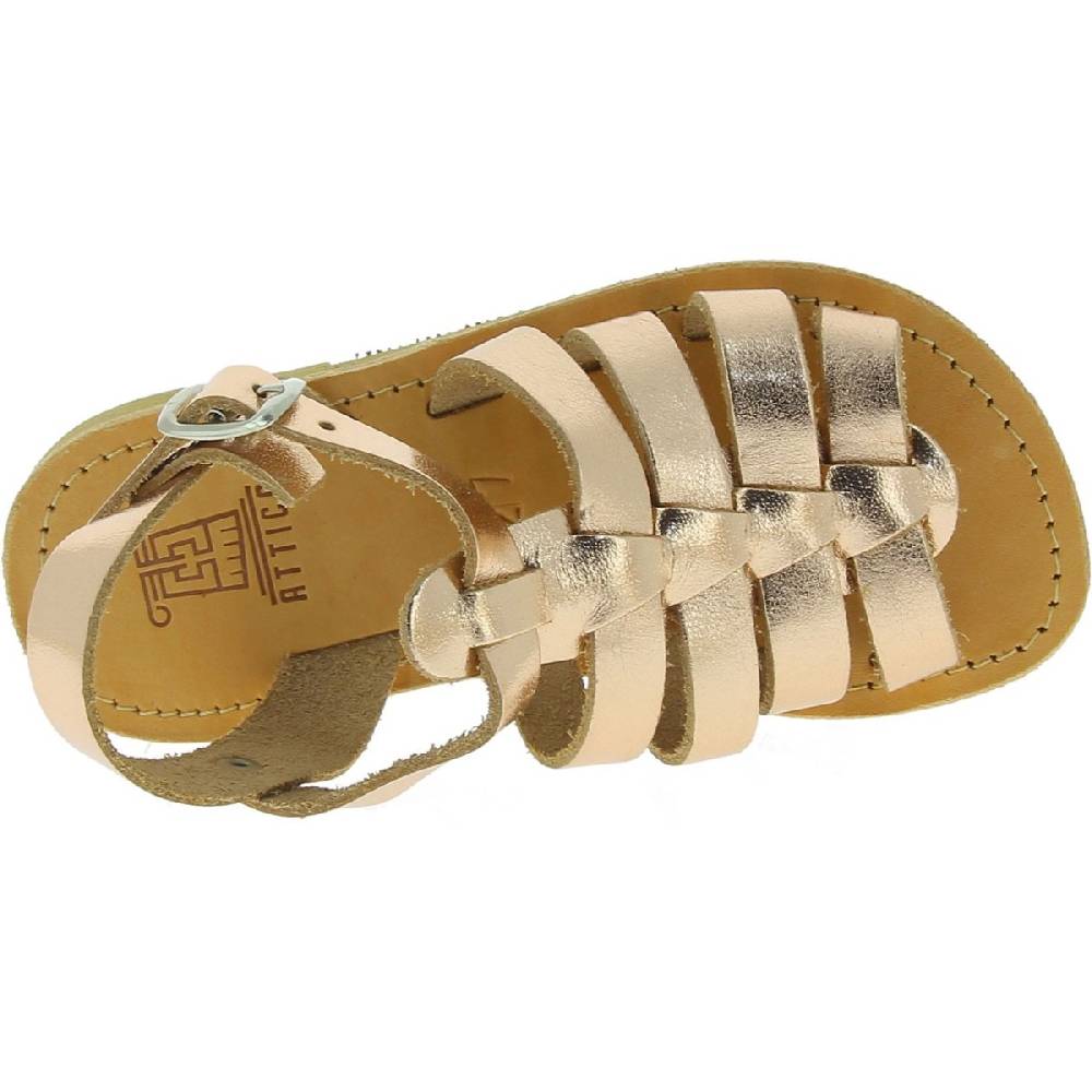 Lartigiano Del Cuoio Sandali gladiatore da bambina in pelle di vitello laminata oro rosa chiusura con fibbia Ultimi due giorni