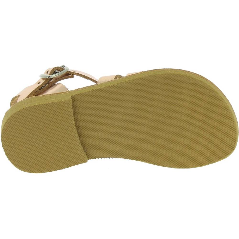 Lartigiano Del Cuoio Sandali gladiatore da bambina in pelle di vitello laminata oro rosa chiusura con fibbia Ultimi due giorni