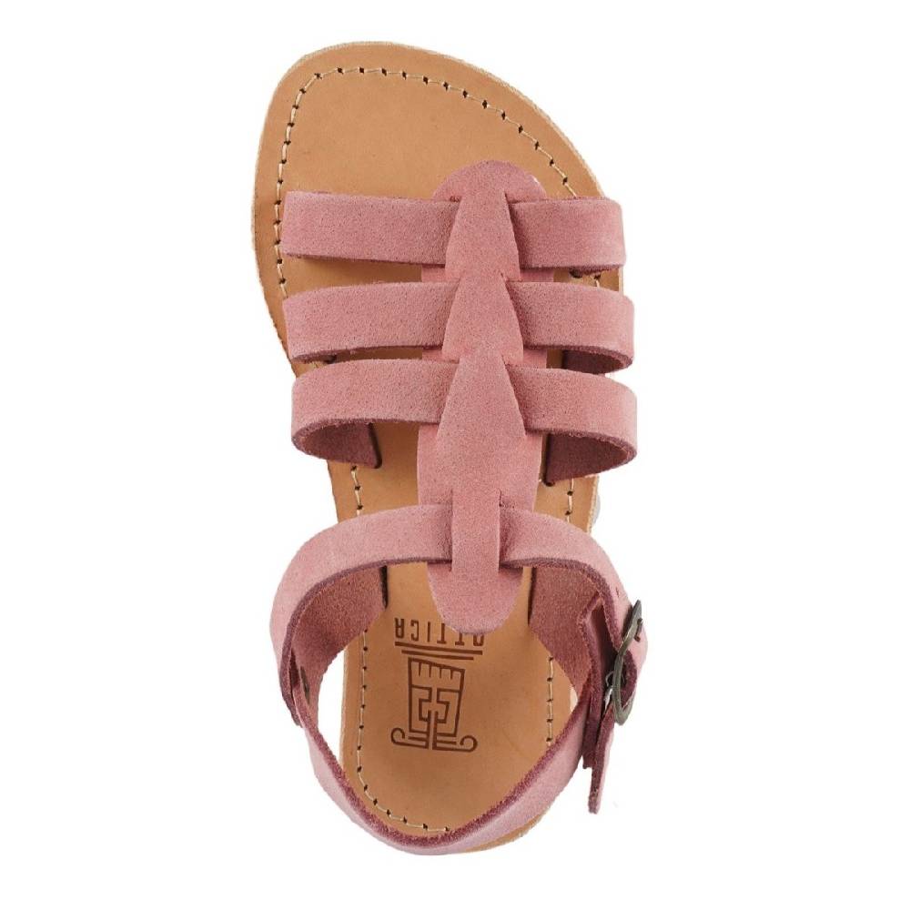 Lartigiano Del Cuoio Sandalo da bambina in morbida pelle nubuck rosa chiusura con fibbia Hotsell
