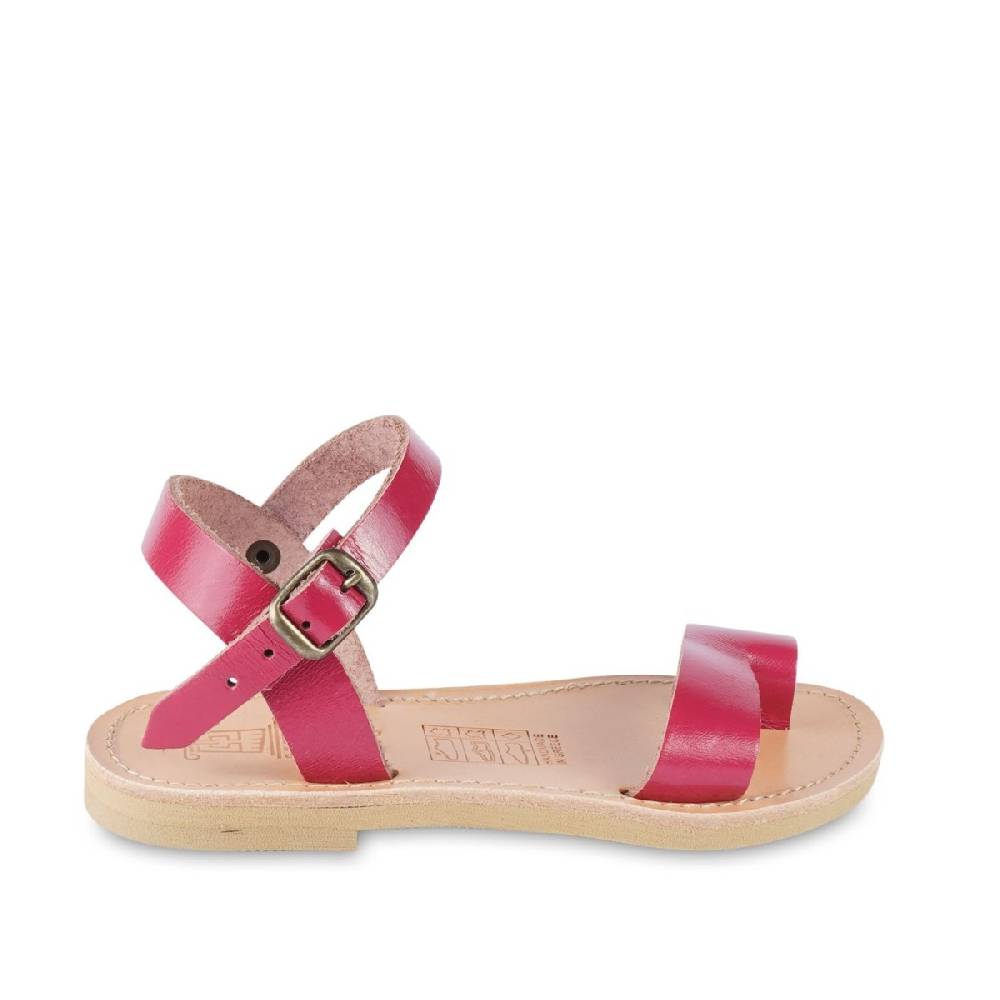 Lartigiano Del Cuoio Sandali infradito da bambina in pelle di vitello fucsia chiusura con fibbia Saldi Di Fabbrica