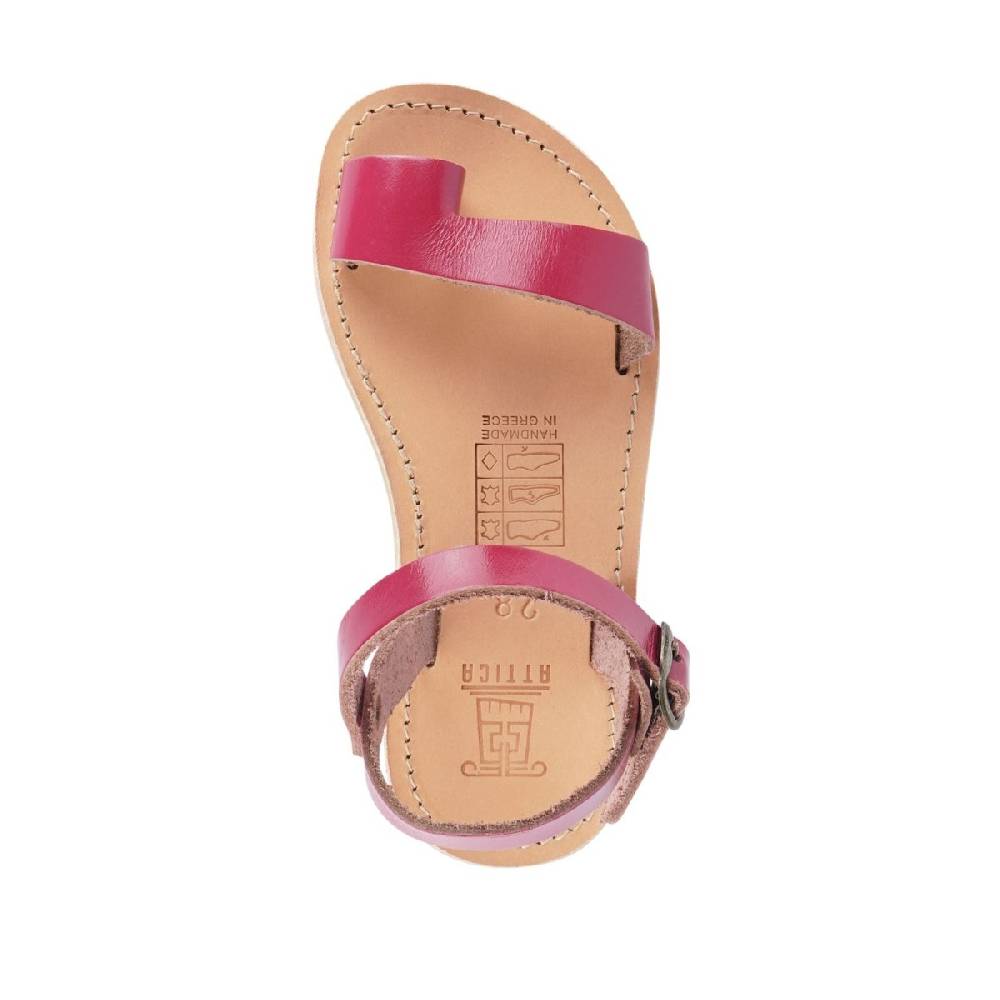 Lartigiano Del Cuoio Sandali infradito da bambina in pelle di vitello fucsia chiusura con fibbia Saldi Di Fabbrica