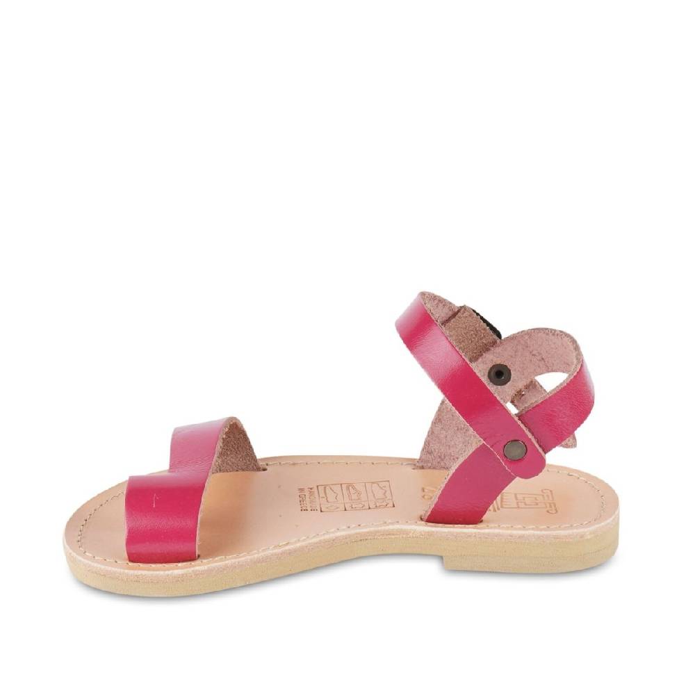 Lartigiano Del Cuoio Sandali infradito da bambina in pelle di vitello fucsia chiusura con fibbia Saldi Di Fabbrica