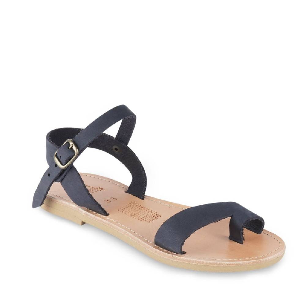 Lartigiano Del Cuoio Sandali infradito da bambino in pelle nubuk blu chiusura con fibbia
