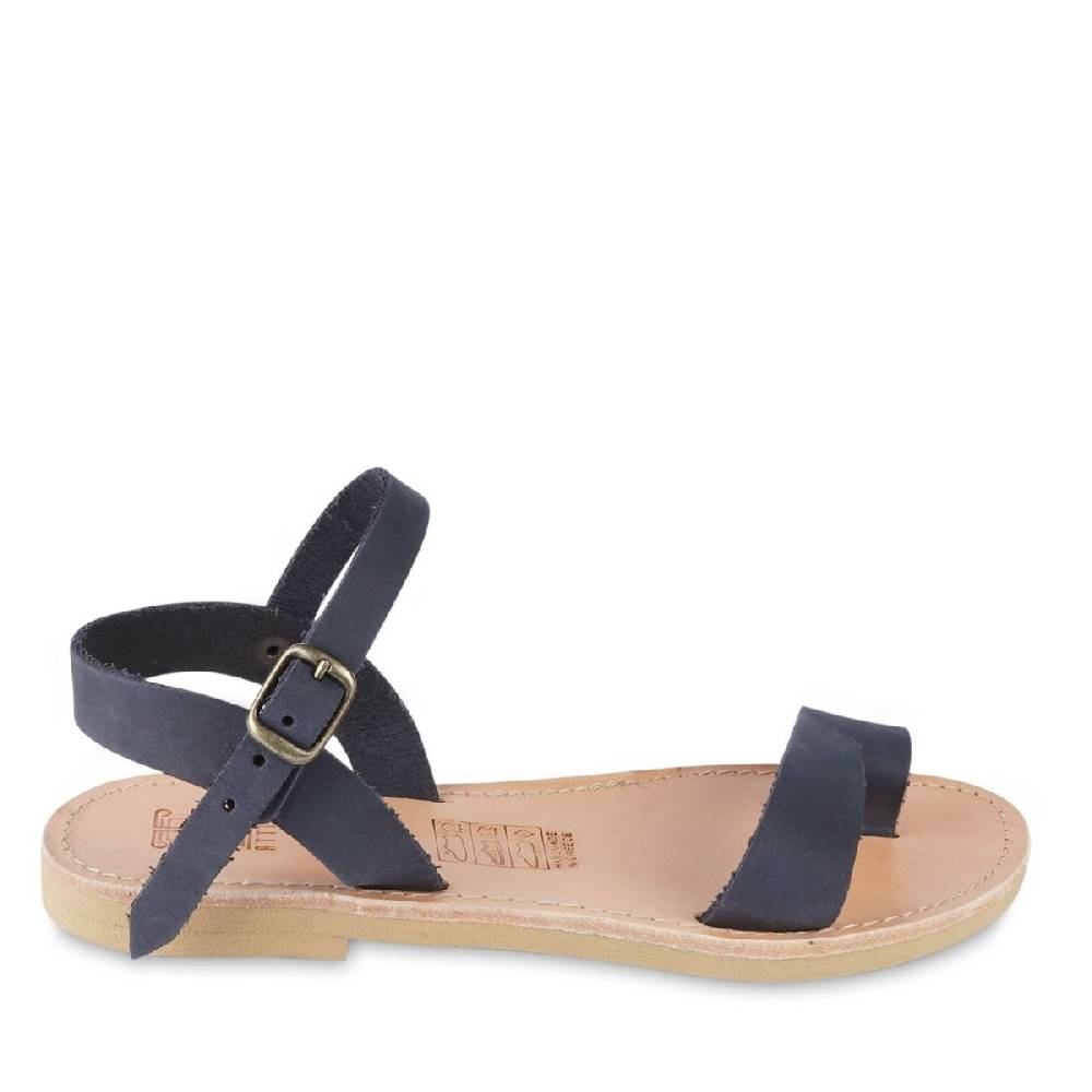 Lartigiano Del Cuoio Sandali infradito da bambino in pelle nubuk blu chiusura con fibbia I Più Venduti