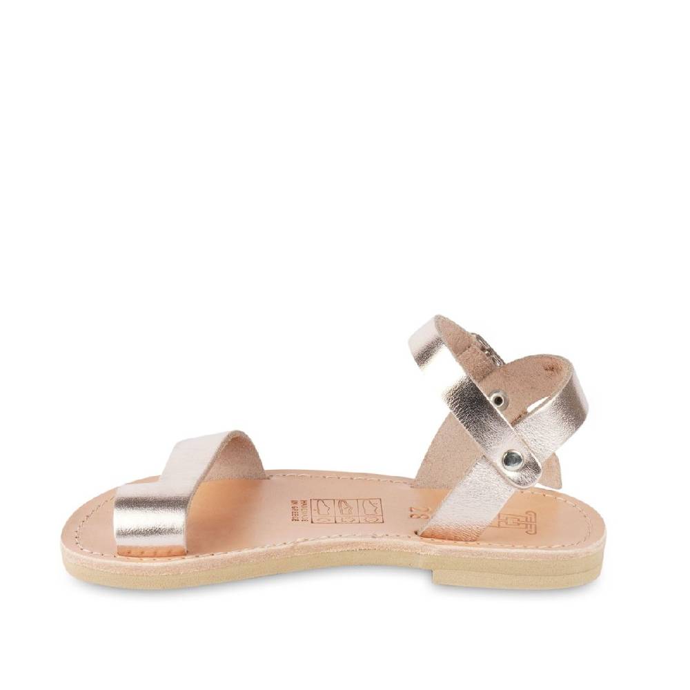 Lartigiano Del Cuoio Sandali infradito da bambina in pelle di vitello oro rosa chiusura con fibbia In Saldo