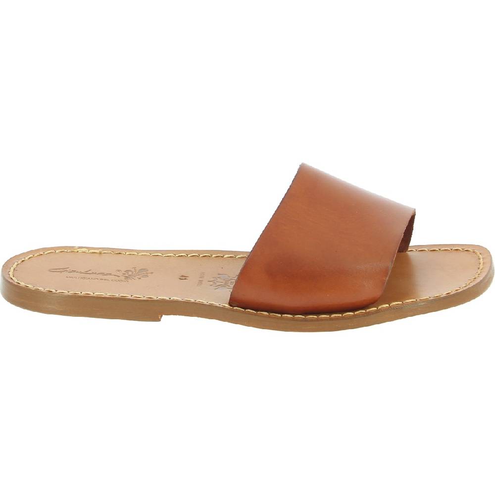 Lartigiano Del Cuoio Ciabatte da uomo in pelle di vitello color cuoio artigianali Nuova