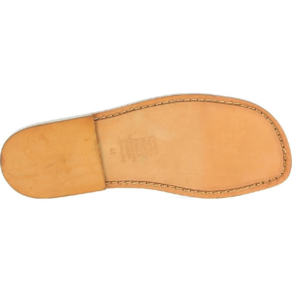 Lartigiano Del Cuoio Ciabatte da uomo in pelle di vitello color cuoio artigianali Nuova