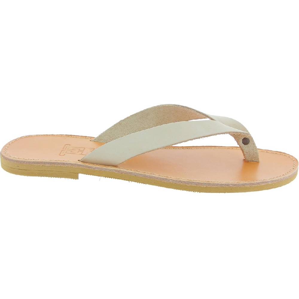 Lartigiano Del Cuoio Sandali infradito slip-on da uomo in pelle nabuk bianco sporco fatti a mano 2025