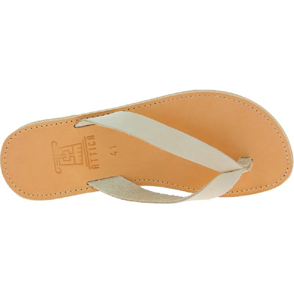 Lartigiano Del Cuoio Sandali infradito slip-on da uomo in pelle nabuk bianco sporco fatti a mano 2025