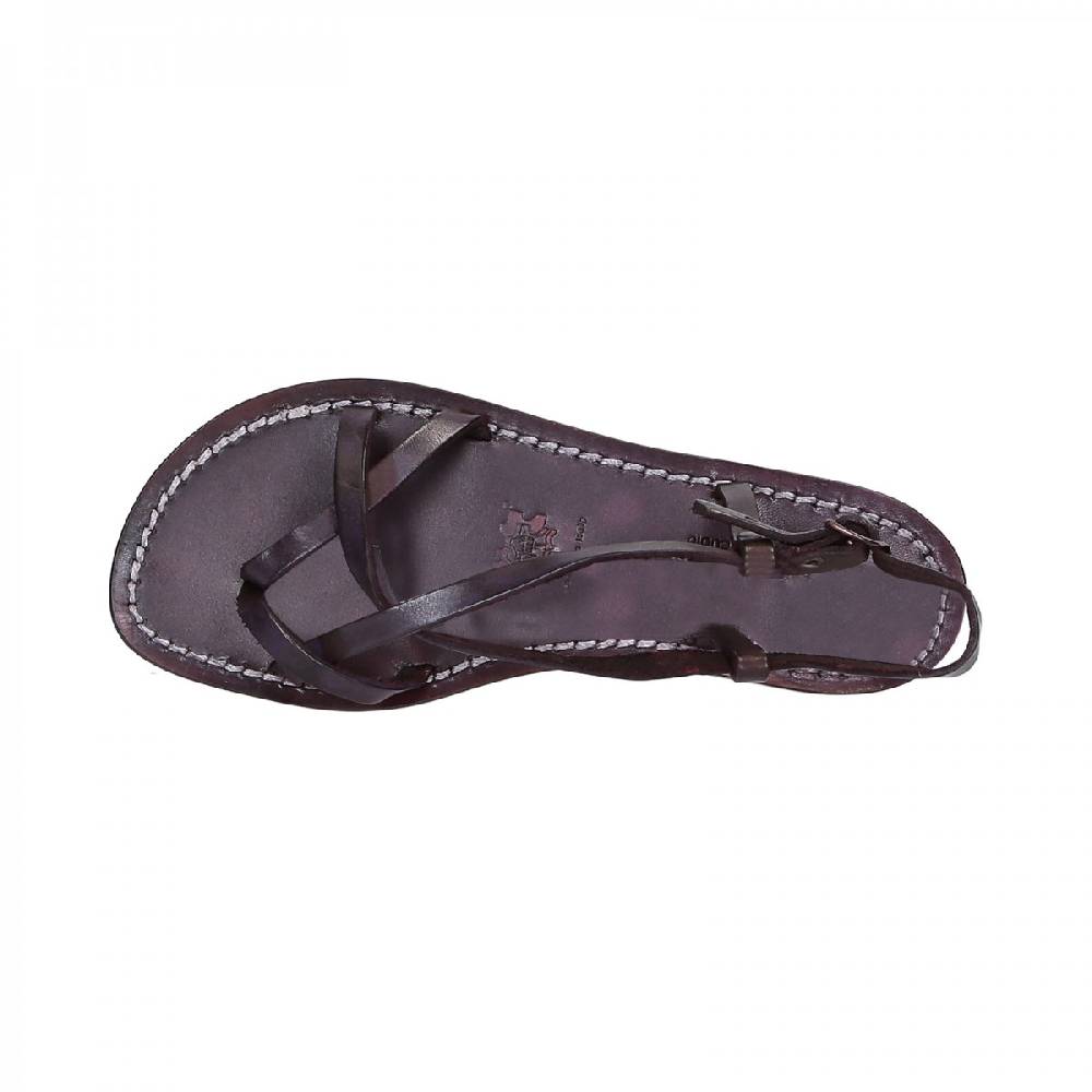 Lartigiano Del Cuoio Sandali cuoio artigianali donna in pelle color prugna In Linea