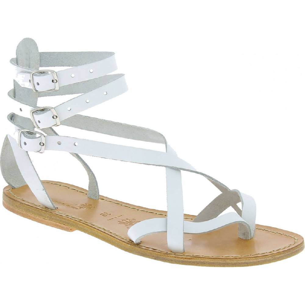 Lartigiano Del Cuoio Sandali gladiatore fatti a mano in pelle colore bianco