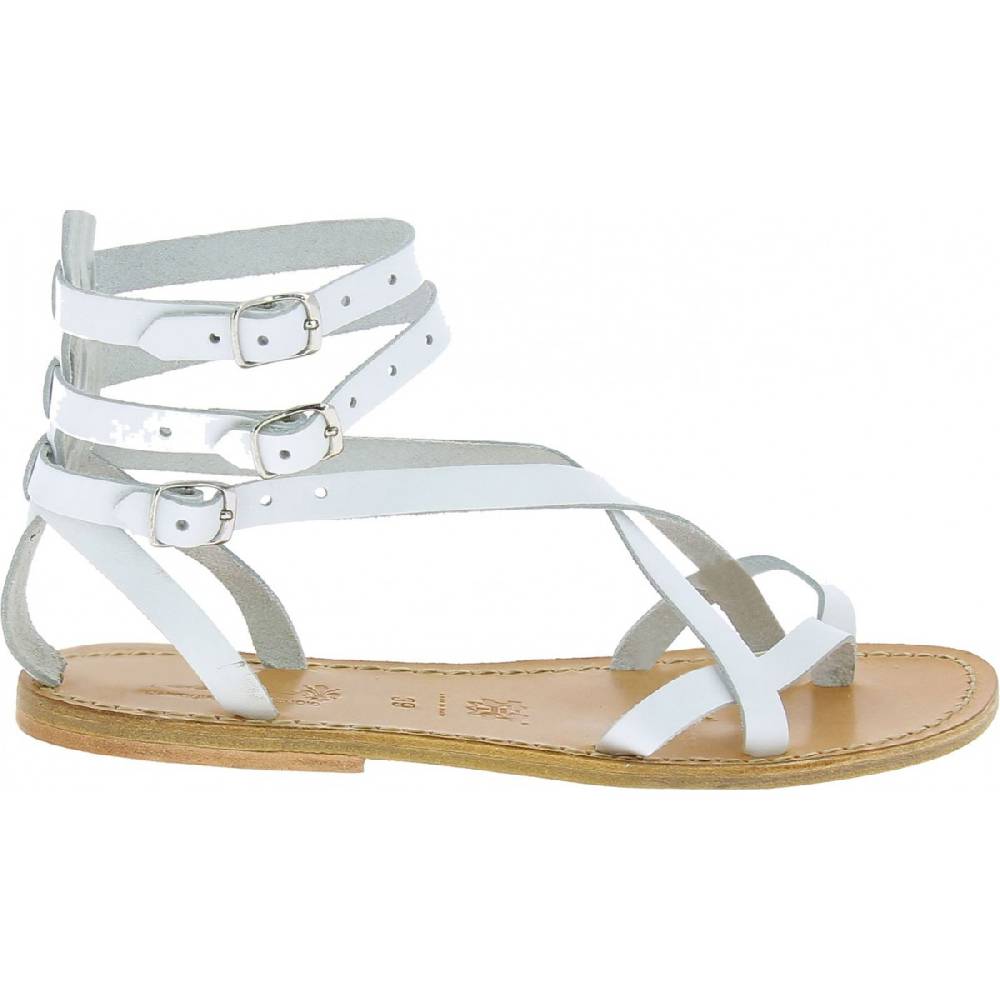 Lartigiano Del Cuoio Sandali gladiatore fatti a mano in pelle colore bianco Prezzo Ridotto