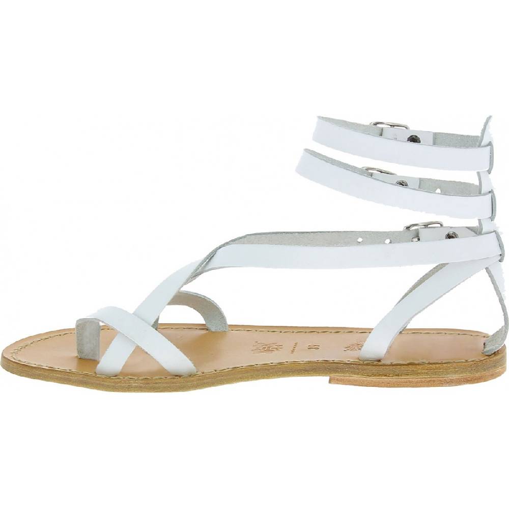 Lartigiano Del Cuoio Sandali gladiatore fatti a mano in pelle colore bianco Prezzo Ridotto