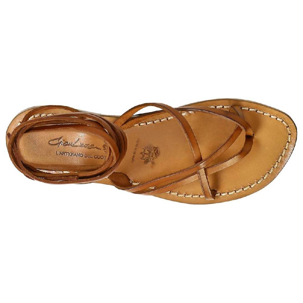 Lartigiano Del Cuoio Sandali alla schiava donna artigianali in pelle color cuoio antico Sottocosto