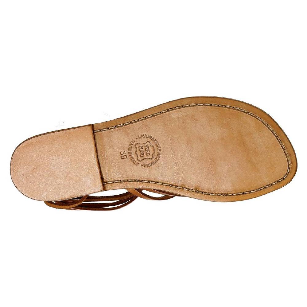 Lartigiano Del Cuoio Sandali alla schiava donna artigianali in pelle color cuoio antico Sottocosto