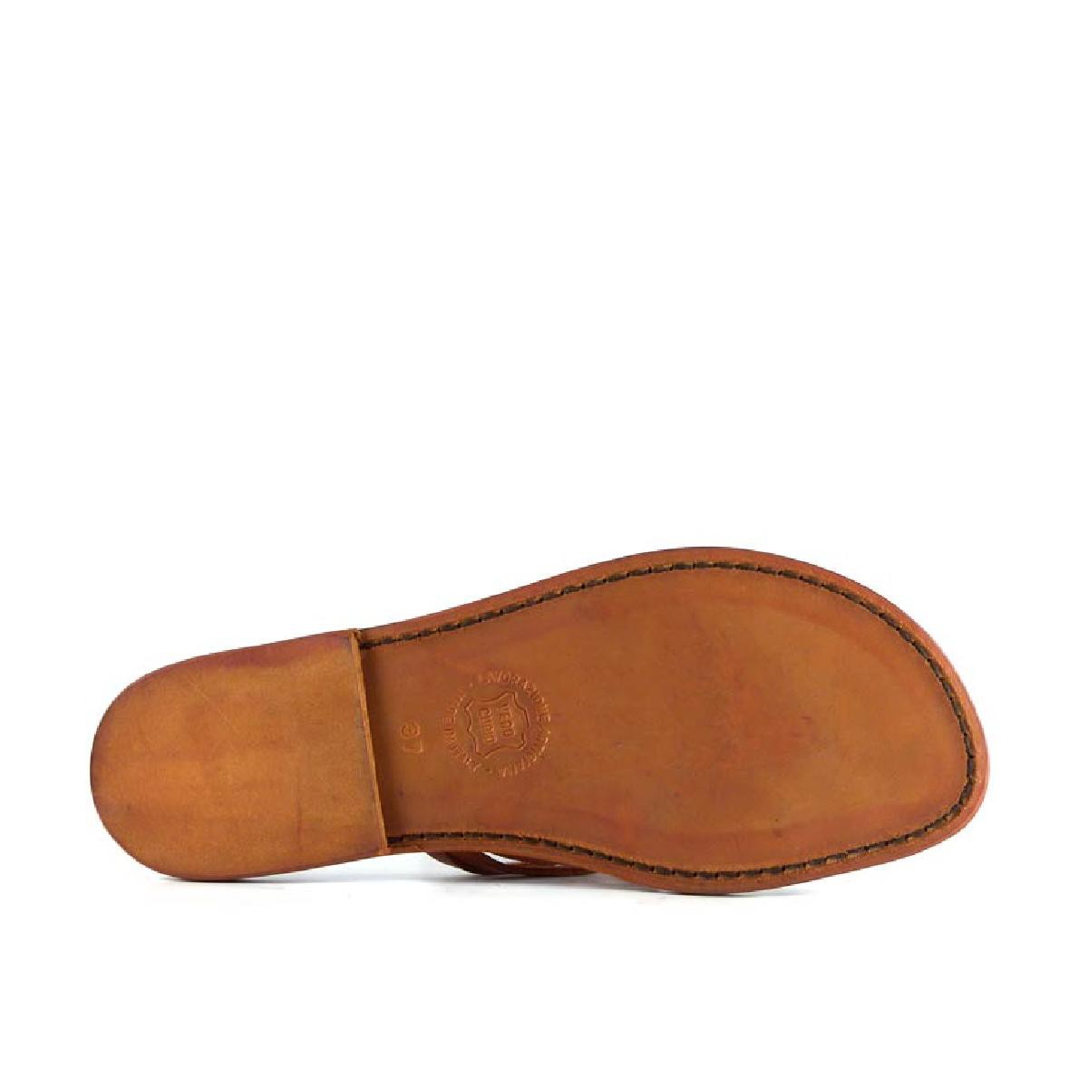 Lartigiano Del Cuoio Infradito intrecciati da donna fatti a mano in pelle arancio con suola in cuoio Sconto