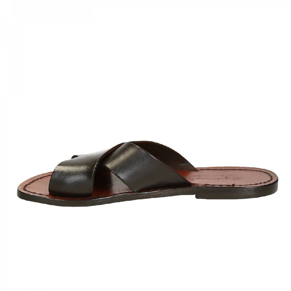 Lartigiano Del Cuoio Ciabatte donna in pelle marrone artigianali Outlet