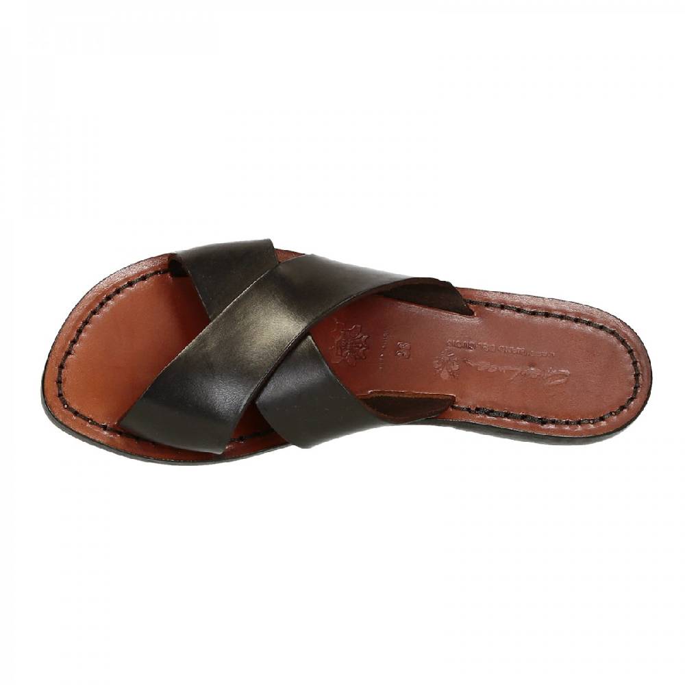 Lartigiano Del Cuoio Ciabatte donna in pelle marrone artigianali Outlet