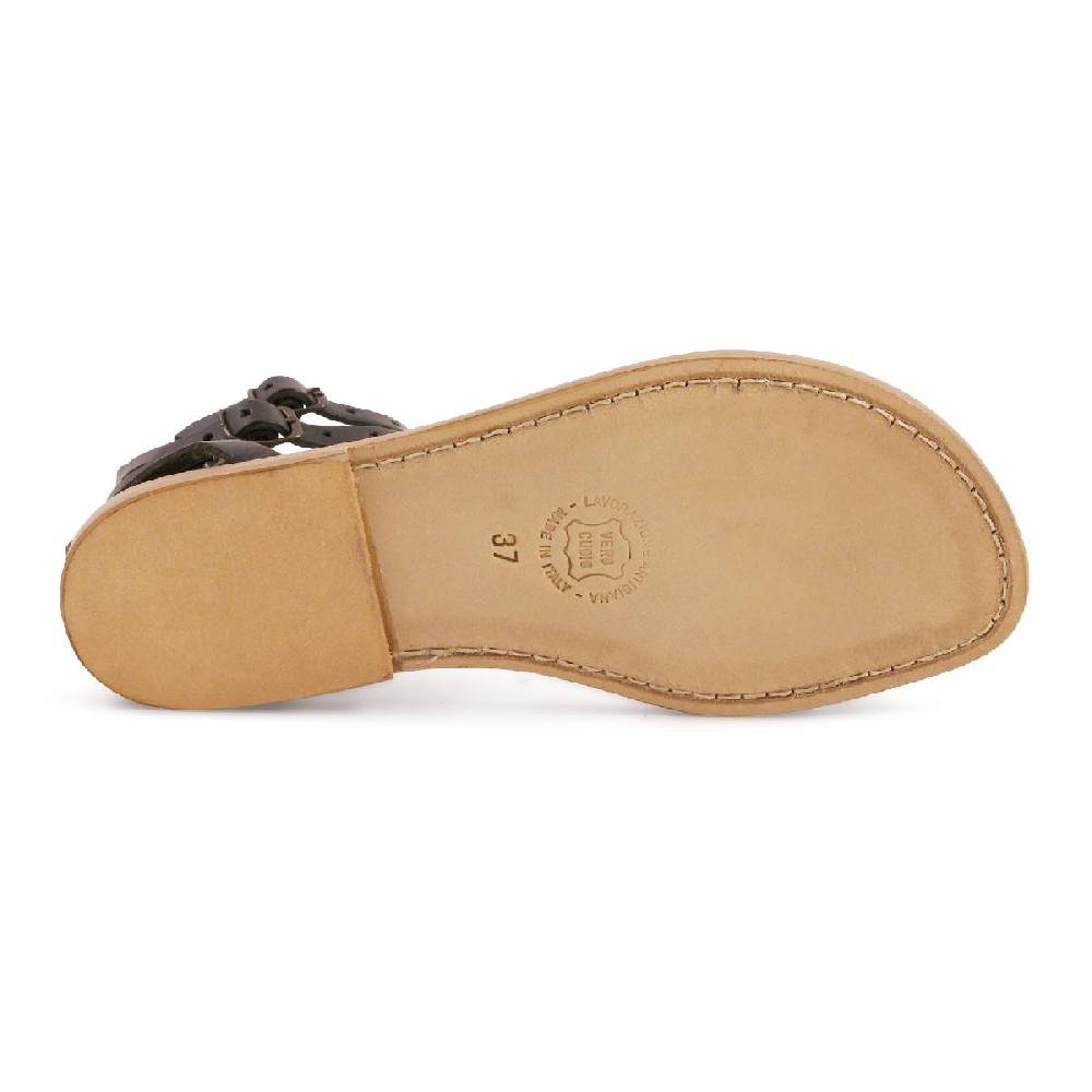 Lartigiano Del Cuoio Sandali gladiatore da donna in pelle nero fatti a mano In Vendita