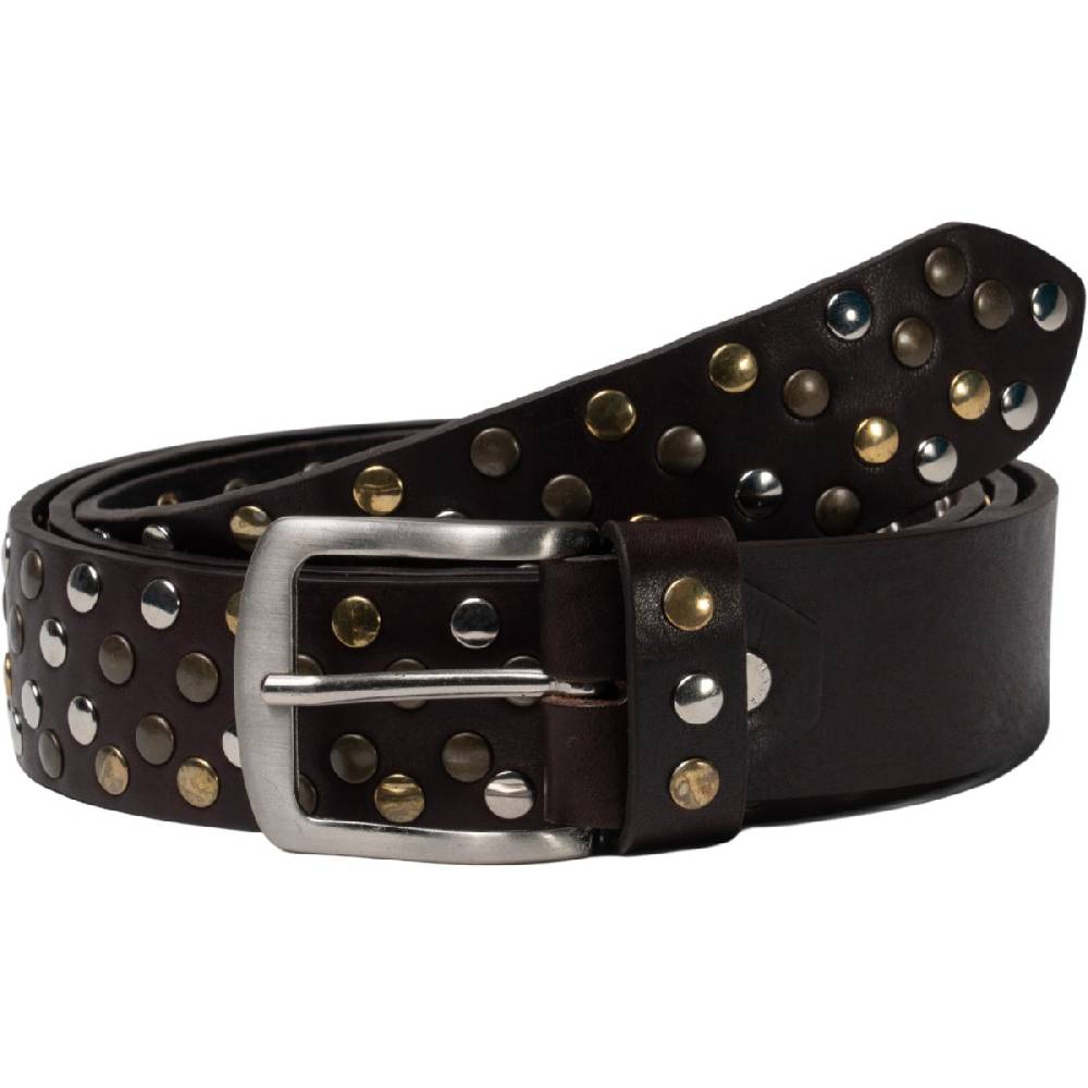 Lartigiano Del Cuoio Cintura borchiata in pelle marrone scuro di 3,5 cm unisex Hotsell