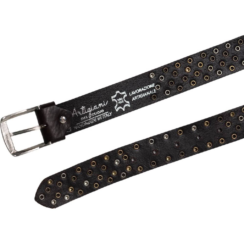 Lartigiano Del Cuoio Cintura borchiata in pelle marrone scuro di 3,5 cm unisex Hotsell
