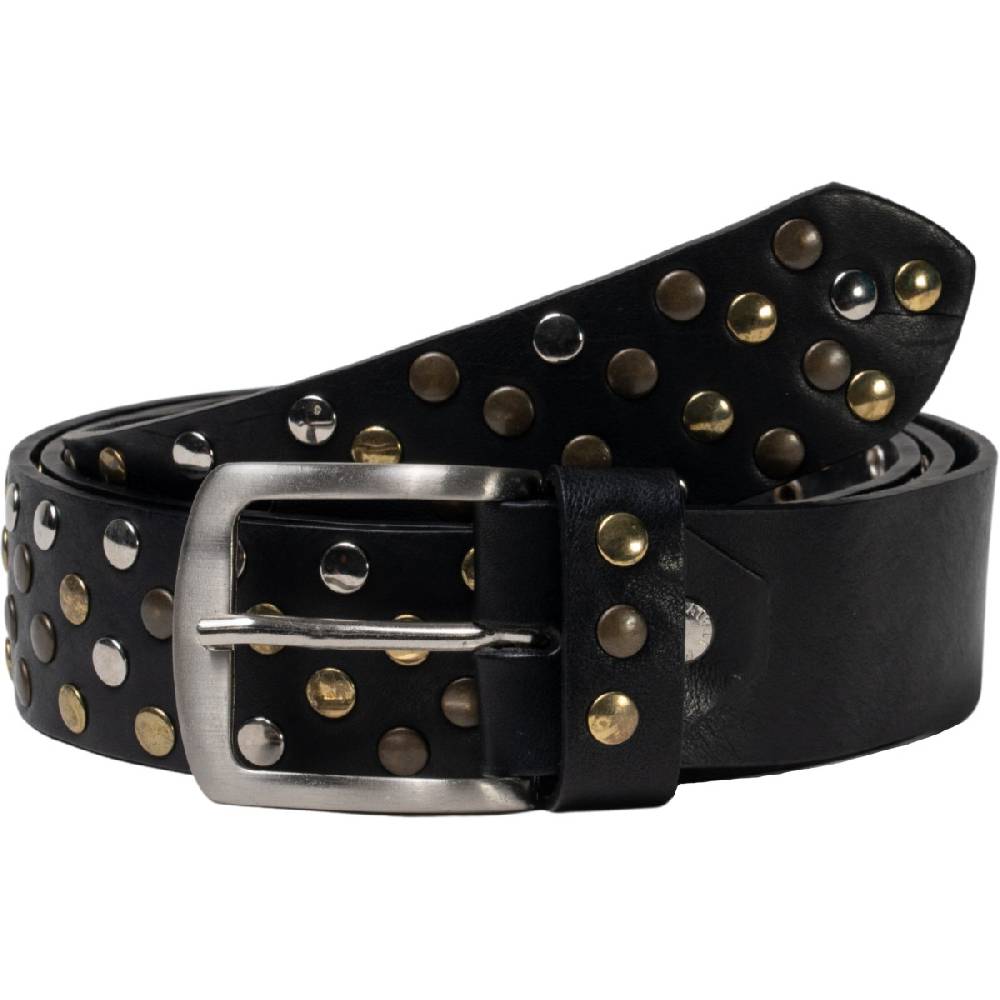 Lartigiano Del Cuoio Cintura in pelle nera con borchie metalliche unisex Vendita Calda