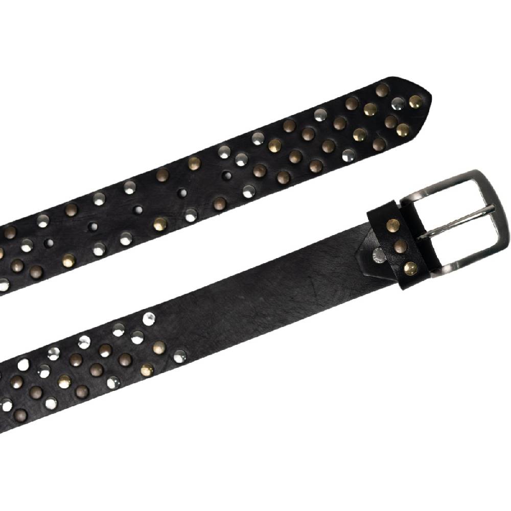 Lartigiano Del Cuoio Cintura in pelle nera con borchie metalliche unisex Vendita Calda