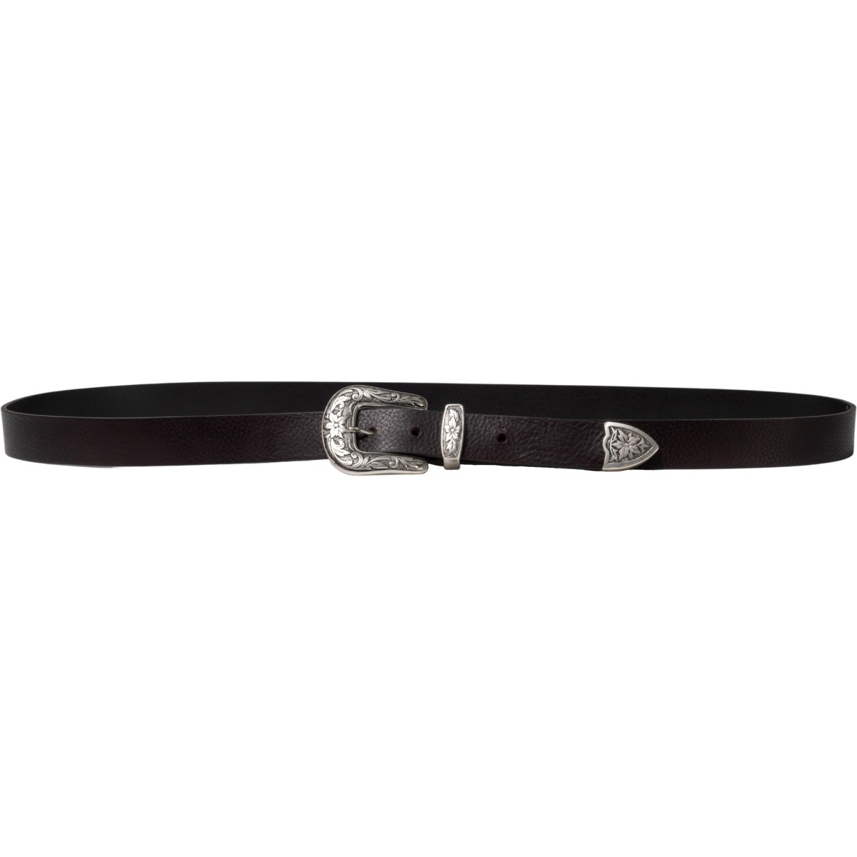Lartigiano Del Cuoio Cintura western donna in pelle marrone scuro con fibbia in metallo Saldi Di Fabbrica