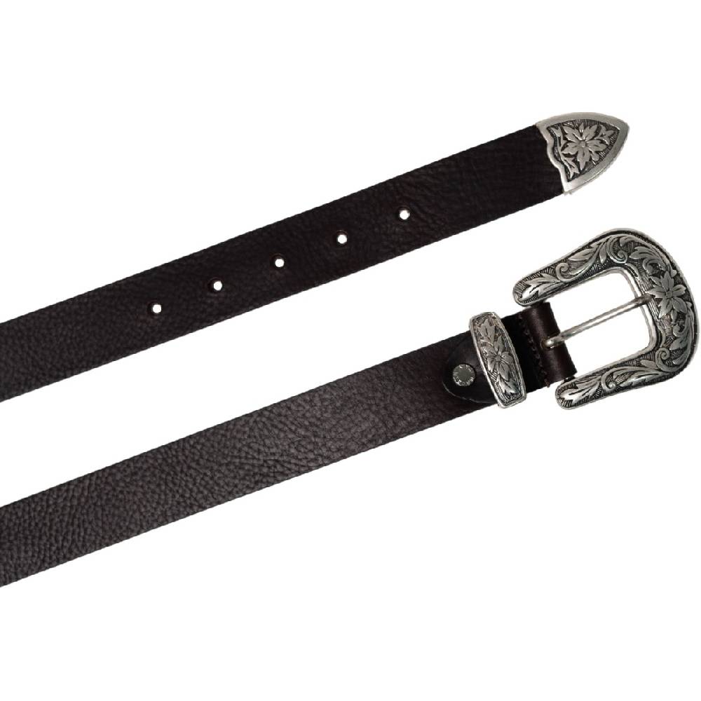 Lartigiano Del Cuoio Cintura western donna in pelle marrone scuro con fibbia in metallo Saldi Di Fabbrica