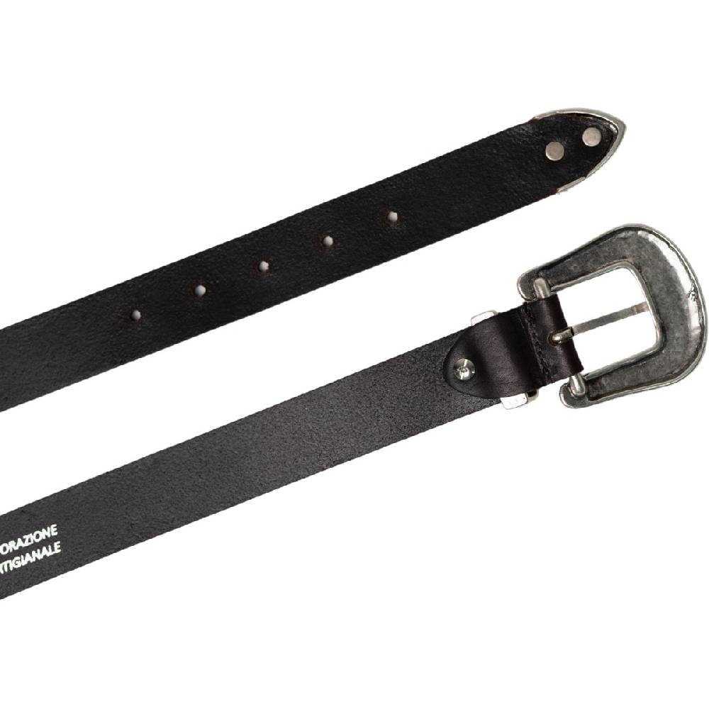 Lartigiano Del Cuoio Cintura western donna in pelle marrone scuro con fibbia in metallo Saldi Di Fabbrica
