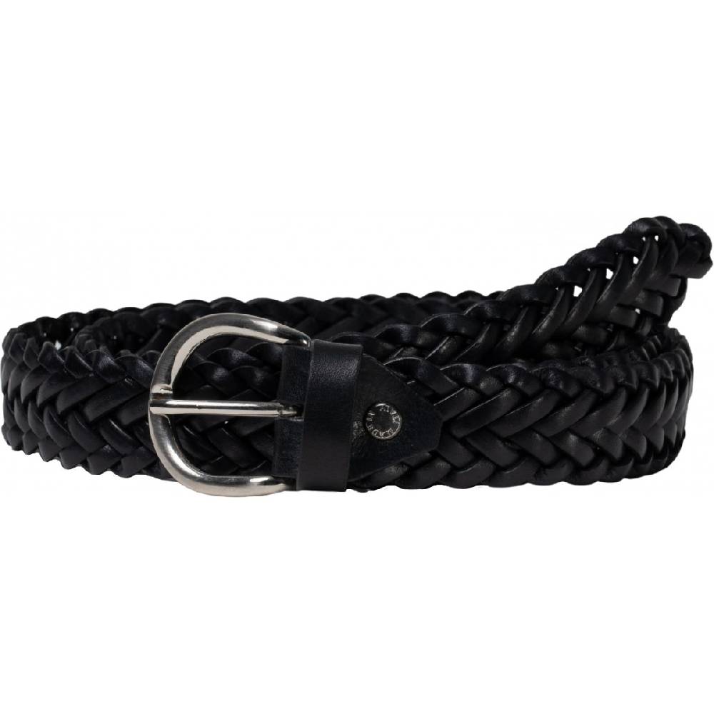 Lartigiano Del Cuoio Cintura intrecciata a mano in pelle nera 3 cm