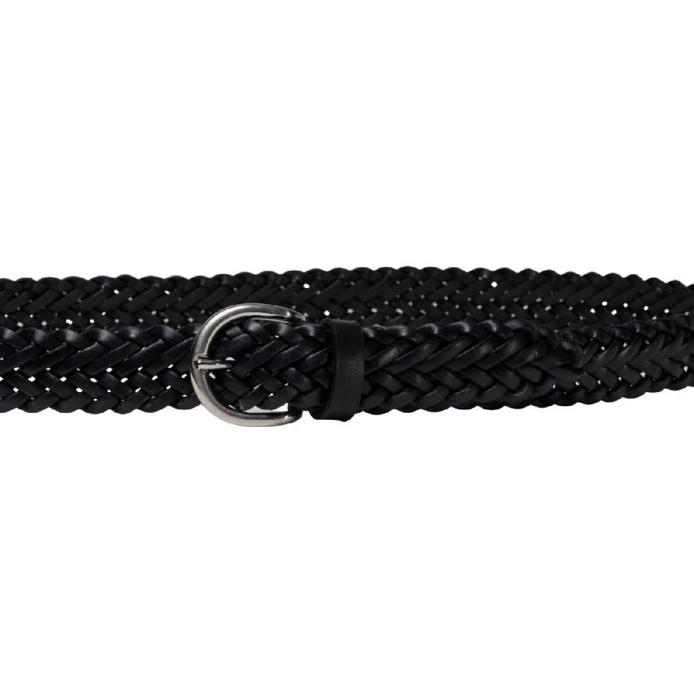 Lartigiano Del Cuoio Cintura intrecciata a mano in pelle nera 3 cm Nuovo