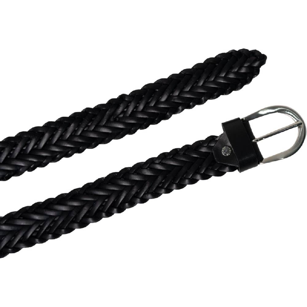 Lartigiano Del Cuoio Cintura intrecciata a mano in pelle nera 3 cm Nuovo