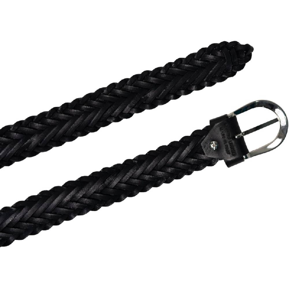 Lartigiano Del Cuoio Cintura intrecciata a mano in pelle nera 3 cm Nuovo