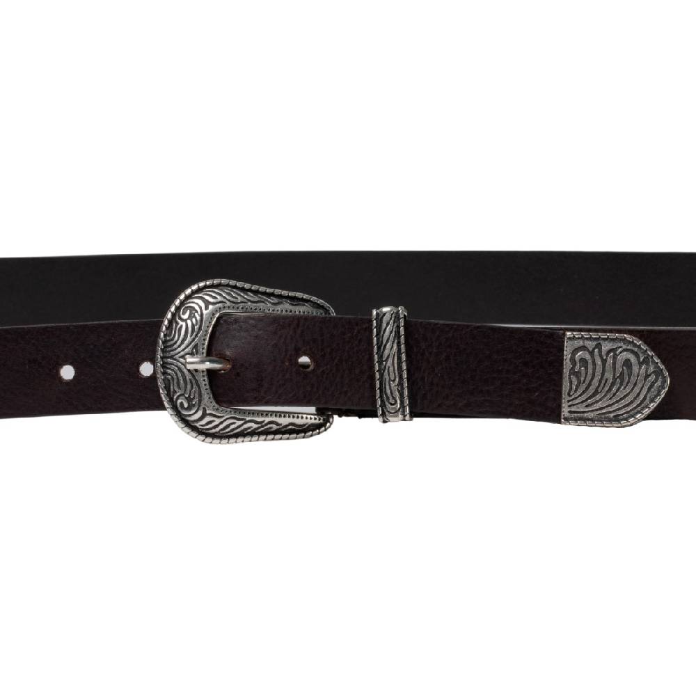 Lartigiano Del Cuoio Cintura western donna in pelle marrone con puntale in metallo inciso Qualità