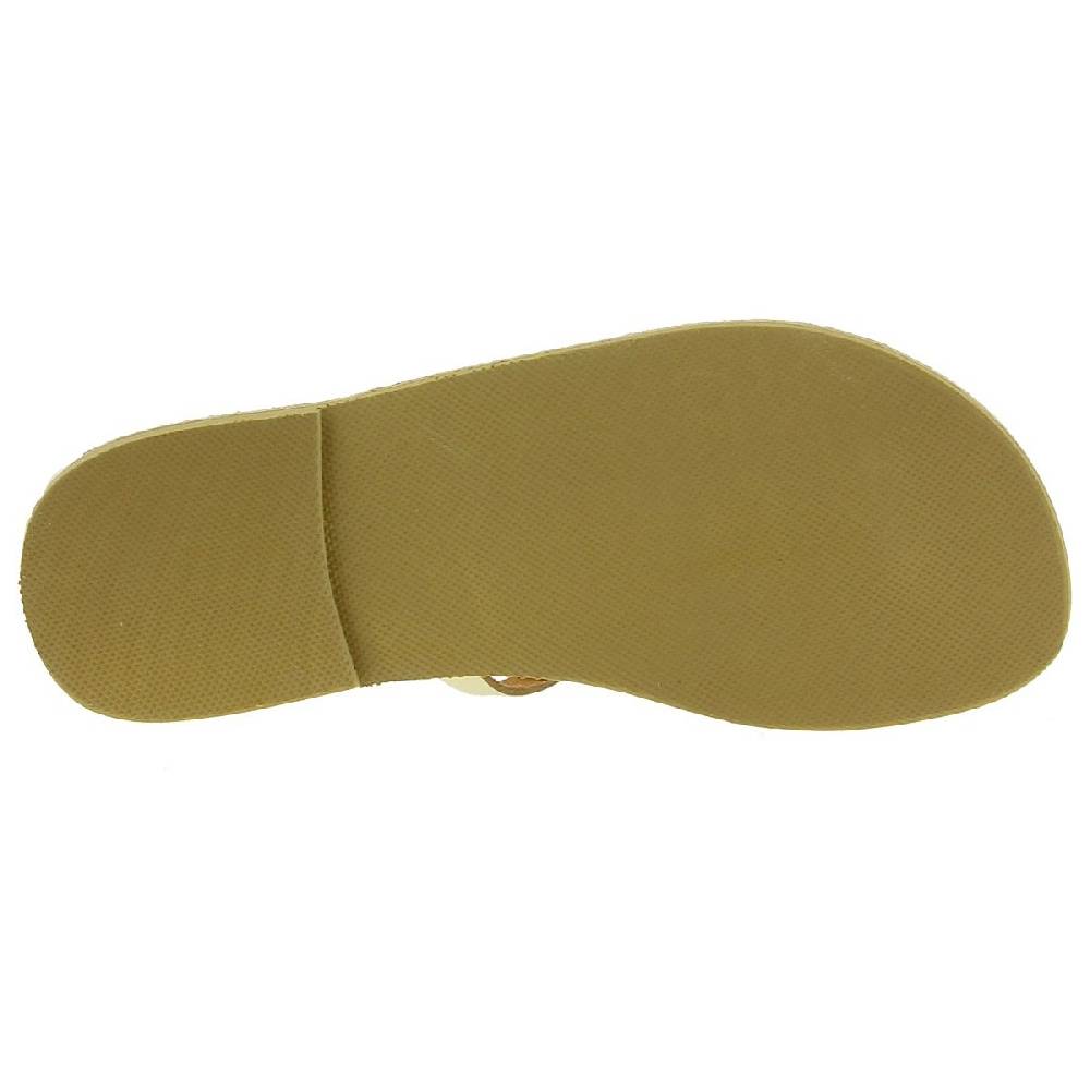 Lartigiano Del Cuoio Sandali infradito da donna con lacci incrociati fatti a mano in pelle di vitello laminata oro Sconto
