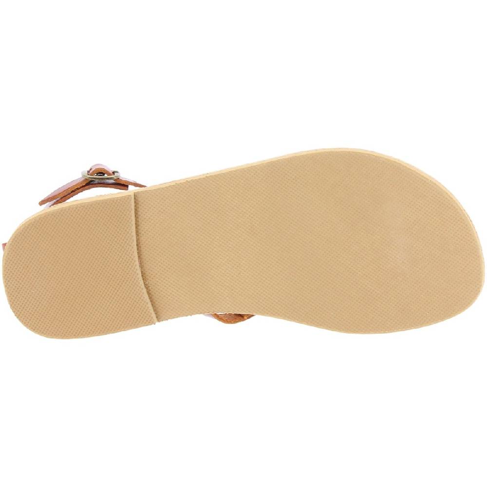 Lartigiano Del Cuoio Sandali infradito da donna con lacci incrociati fatti a mano in pelle di vitello marrone Offerta